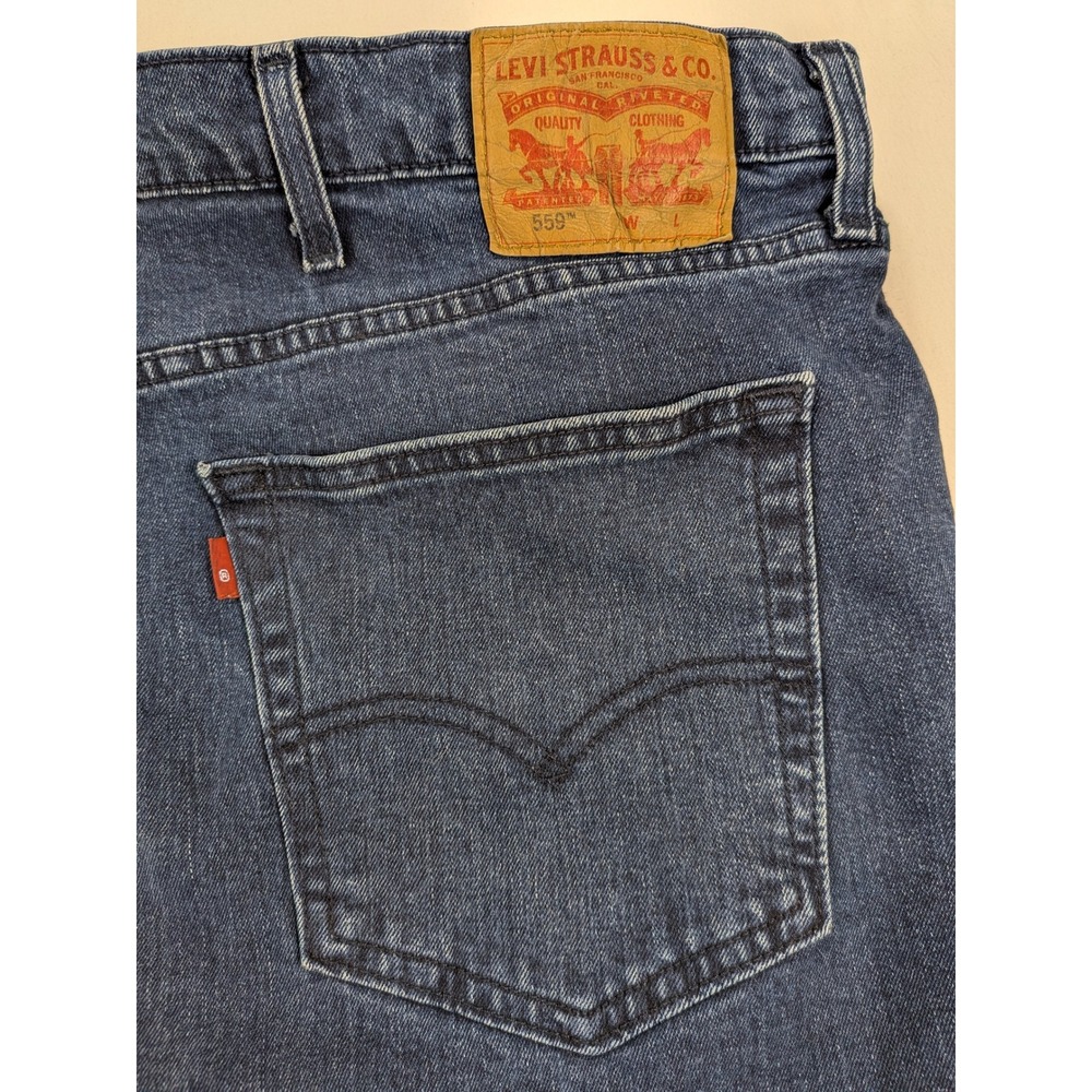 Levi's 559 Jeans Men W56 L30 Blue Denim BIG Stretch Relaxed Classic Straight EUC - Picture 3 of 9